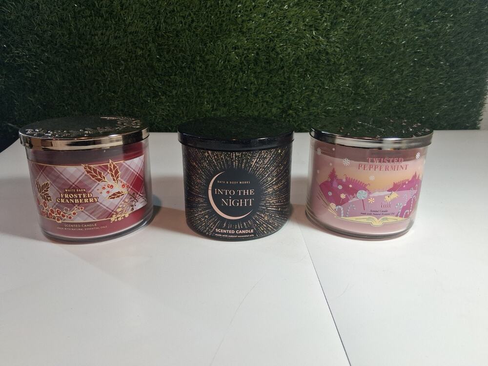 Bath & Body Works White Barn 3-Wick Candles Lot of 3 Winter Into The Night...